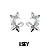 Pendientes de Plata de Ley con Forma de Flor de Mariposa Estilo Lujo Ligero S925 Nicho Minimalista Versátiles Pendientes de Alta Gama para Mujer Joyería de Plata al por Mayor