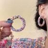 Pendientes franceses de círculo de colores dulces, diseño de nicho, pendientes de alta calidad, pendientes femeninos distintivos y exagerados.