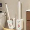 Cepillo para inodoro para uso doméstico, sin rincones muertos, no requiere taladro, cerdas suaves, mango largo, cepillo de limpieza para inodoro montado en la pared para el baño