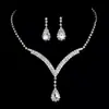 Conjunto de Joias Colar Feminino para Noivas Transfronteiriço Brincos de Diamante Brilhantes Elegantes e Modernos Brincos de Joia para Casamento Atacado