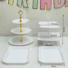 Arranjo de Aniversário Decorações de Mesa de Sobremesas Prateleira de Exibição de Casamento Europeu Mesa de Frutas Bandeja de Plástico para Bolo Suporte para Lanches