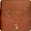 Collar de Cobre con 26 Letras Transfronterizo de Amazon para Mujer, Cadena para Clavícula con Colgante Personalizado en Capas de Alta Gama, Joyería Versátil y Elegante