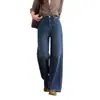 Pantalones anchos nuevos de otoño, de cintura alta, adelgazantes, pantalones anchos rectos de pierna ancha retro, versátiles, modernos y casuales, pantalones vaqueros