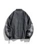 Chaqueta Americana Retro de Tres Rayas Transfronteriza para Hombre, Principios de Otoño 2025, Abrigo Holgado con Cremallera y Cuello Mao, Retro a la Moda