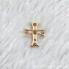 Liga de Titânio F136 Cor Dourada Cravejada com Diamantes Cruz Vintage Titânio G23 Rosca Interna Zircônia Piercing Labial Piercing de Língua Joia