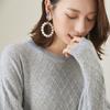 Suéter de punto de cachemira para mujer, suéter de cuello redondo, cuello alto, hombros descubiertos, suéter de punto de diamante suelto, combina con todo, otoño e invierno.