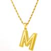Collar Trenzado Popular de Acero de Titanio Dorado con Colgante de Placa de Letra Estilo Simple Isn de Amazon 26 Placas de Letra