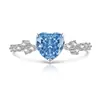 Anel Coração Estrela de Gelo Colorido com Pedra Preciosa Hot-Selling do TikTok com Anel de Diamante de Alto Carbono Brilhante Inlaid para Dropshipping