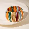 Pulseira Elástica Colorida em Degradê Geométrico Patchwork de Acrílico Cruzada Europeia e Americana Indústria Pesada Personalidade Exagerada Toque de Luxo Joia de Mão