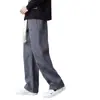 Pantalones gruesos de pana con forro polar personalizados de otoño e invierno para hombre, pantalones casuales rectos holgados, estilo primavera, de pierna ancha fluidos hasta el suelo