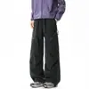 Pantalones de senderismo funcionales resistentes al agua para hombre, pantalones cargo con cremallera de color block de moda, pantalones de pierna ancha para otoño