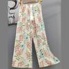 Pantalones de Pijama de Algodón Finos de Verano para Mujer con Estampado de Dibujos Animados, Pantalones de Pierna Ancha para Mujeres Embarazadas, Tallas Grandes, Adecuados para Usar Afuera, Pantalones Largos de Algodón, Exportación