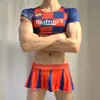 Lóbulo Lencería Sexy Juego de Rol Rojo y Azul Uniforme de Animadora Provocativo Camisón Transparente Deseo Puro Uniforme de Batalla Sin Eliminación