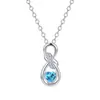 Collar con Símbolo del Infinito, Figura de Ocho, Corazón Entrelazado y Piedra de Nacimiento para Mujer, Colgante de Circón de Doce Colores en Forma de Corazón con Diamantes Completos, Cadena para Clavícula