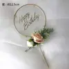 Decoración de Pastel de Flores de Hierro Forjado Estilo Mori Bronceado Acrílico Tarjeta Hermosa Decoración Mesa de Postres para Fiesta