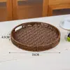 Cesta de fruta tejida de imitación de ratán tejida a mano cesta de almacenamiento de snacks para supermercado marco para frutas y verduras cesta de pan bandeja rectangular
