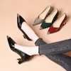 Zapatos de vestir de tacón medio y bajo con punta fina y elegante para comercio exterior transfronterizo, zapatos de mujer estilo francés, zapatos de tacón alto versátiles de tacón grueso para mujer
