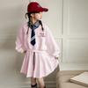Vestido de niña Primavera y Otoño 2025 Nuevo Sudadera de estilo occidental para niños Falda de media longitud Traje de falda plisada JK para niña