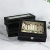 Fornecimento de Caixa de Armazenamento Retangular Simples de Couro PU para 6 Pulseiras de Relógio, Caixa de Armazenamento Estendida Fashionável Tipo Janela