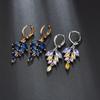 Pendientes de circonita azul y blanca de moda con incrustaciones de piedra de ojo de caballo AAA, joyería clásica, artículos transfronterizos.