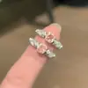 Anillo de Cubo de Azúcar Rosa Dulce y Fresco Estilo Francés, Anillo Abierto de Lujo Ligero de Moda Nicho Vintage para Dedo Índice