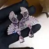 Brilhantes Brincos Roxos Íris em Forma de Guitarra, Luxuosos Brincos de Festa Estilo Palácio, Acessórios de Orelha Femininos de Luxo Leve de Alta Qualidade