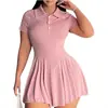 2025 Nuevo Estilo Europeo y Americano Transfronterizo Amazon Moda Femenina Transfronteriza Vestido Camisa Simple de Color Sólido para la Cintura