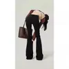Pantalones de campana pequeños ajustados de cintura alta para mujer talla grande chica rellenita, micro vaqueros negros, novedad Otoño 2024, elásticos