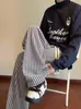 Nueva Ropa Exterior de Rayas de Nicho Perezosa con Caída Casual de Primavera y Otoño Tendencia Marca de Moda Pantalones de Pierna Recta Pantalones Largos de Pierna Recta Sueltos