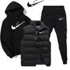 Conjunto de Tres Piezas Casual de Moda Americana, Sudadera de Algodón, Pantalones Deportivos, Traje Deportivo Estampado de Forro Polar Estilo Europeo y Americano Otoño e Invierno