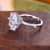 Anel Rongxing Cross-Border de Luxo Leve com Quatro Garras, Pedra Principal Oval, Aro Fino com Pedras Incrustadas, Anel Aberto para Jantar de Gala Feminino, Proposta