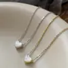 Collar Versátil de Corazón Suave Estilo Coreano con Concha para Mujer Cadena de Clavícula Elegante de Gama Alta de Nicho Simple para Mujer