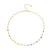 Acero de titanio collar multicolor corazón de melocotón acero inoxidable multicolor nicho europeo y americano color que no se desvanece cuentas redondas sexo femenino viento frío