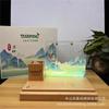 Portabolígrafos inalámbrico creativo Luz nocturna 3D Trofeo souvenir de aniversario de edificio empresarial Regalo para la ciudad Lámpara acrílica