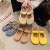 Sapatos Meio Chinelo Bocken Baotou Retrô de Sola Grossa Respirável Feminino para Uso Externo 2025 Novo Primavera e Verão Sandálias Muller Slip-on