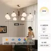 Nuevo Lámpara de Techo de Lujo Estilo Wabi-Sabi Retro Francés para Sala de Estar Lámparas de Madera Maciza y Vidrio Zen Medieval de Alta Gama para Comedor