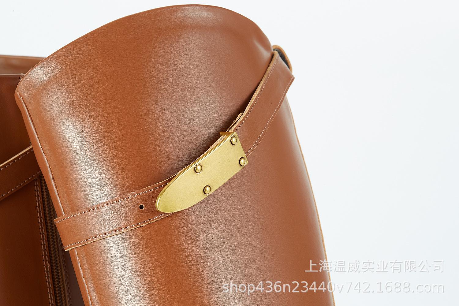 英伦风复古皮带扣高筒骑士靴