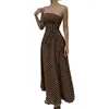 Moda de Verano 2026 para Mujer: Vestido Strapless Estilo Europeo y Americano de Comercio Exterior, Sexy con Hombros Descubiertos, Lunares, Ceñido a la Cintura, Largo