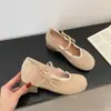 Sapatos Mary Jane de salto baixo estilo francês para mulheres, nova coleção primavera-verão 2026, adequados para combinar com vestidos, sapatos de festa, sapatos de couro Lolita de corte baixo