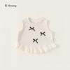 Ropa para Niños Bangxuan Estilo Coreano Verano Ropa para Niñas Dulce Lazo Encaje Patchwork Top Sin Mangas Chaleco para Bebé Niña