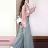 Jeans de Cintura Alta y Pierna Ancha para Mujer Primavera y Otoño Holgados Slim-fit Pantalones con Dobladillo de Falda para Niña Gordita de Talla Pequeña a Grande Pantalones Falda