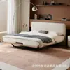 Classe S Couro Bovino de Primeira Camada Importado Cama Flutuante Minimalismo Italiano Suporte Angulado de Metal Suporte Lombar Segmentado Estofamento Macio 0 Pressão
