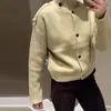 Cardigan de Tricô Transfronteiriço Europeu e Americano Design Feminino Estilo Preguiçoso Solto Espessado Jaqueta Suéter de Botão Único Novo Estilo