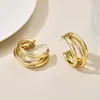 Accesorios de Moda Transfronterizos Europeos y Americanos, Pendientes Dorados en Forma de C de Múltiples Capas, Pendientes Elegantes y Simples, con Estilo y Versátiles, Venta al por Mayor