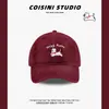 Gorra de Béisbol Bordada de Cachorro Lindo Estilo Coreano Parte Superior Suave para Mujer Primavera y Verano Vintage Versátil Cara Grande Cabeza Pequeña Gorra Moderna