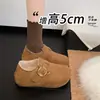 Zapatos retro de peluche cálidos Birkenstock para mujer, zapatos de algodón, nuevo estilo Otoño/Invierno 2026, totalmente cerrados, sin cordones, suela gruesa, zapatos de un solo color