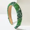 Diadema de Moda de Ala Ancha de Caña Alta con Bloques de Color de He Ming con un Toque de Lujo y Versátil Diadema de Piedra Incrustada con Diamantes Accesorio para el Cabello