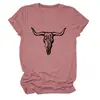 Amazon eBay Estación Independiente Moda Casual para Mujer Cabeza de Toro Sol Cactus Cuello Redondo Manga Corta Camiseta Capa Base