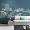 Nuevo estilo chino paisaje Pabellón concepto artístico estilo TV sofá fondo papel tapiz Tela de pared dormitorio B&B sala de té papel tapiz mural