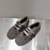 Primer Encuentro Temporada Estación Europea Zapatos de Mujer 2026 Otoño Nuevo Estilo Lazo de Una Correa Suela Plana Zapatos Cálidos de Piel con Peluche Mocasines